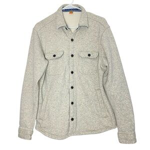 Tailor Vintage Button Down Shirt Shacket Mens Size Medium Cream Gray Long Sleeve